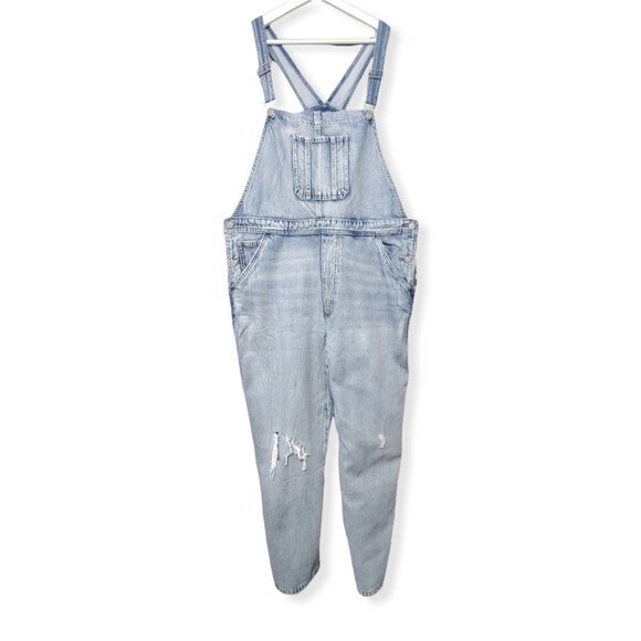 Lucky Brand Distressed Denim Overalls Jumper XL - Picture 2 of 4